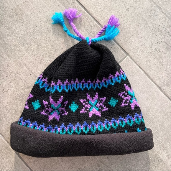 Vintage L.L. Bean 100% Wool Snowflake Knit Hat - Picture 1 of 6